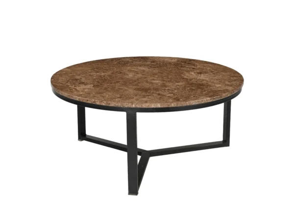 Ronde salontafel met marmer en metaal.Met een stijlvol emperador marmeren blad en typeert zich door de combinatie met het metalen frame.