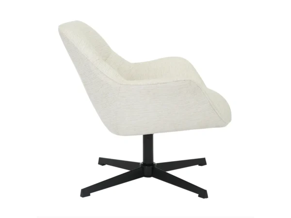 Moderne draaifauteuil met een modern design. Deze fauteuil is uitgevoerd met halfhoge rugleuning, armleuning en typeert zich door zijn draaiend onderstel.