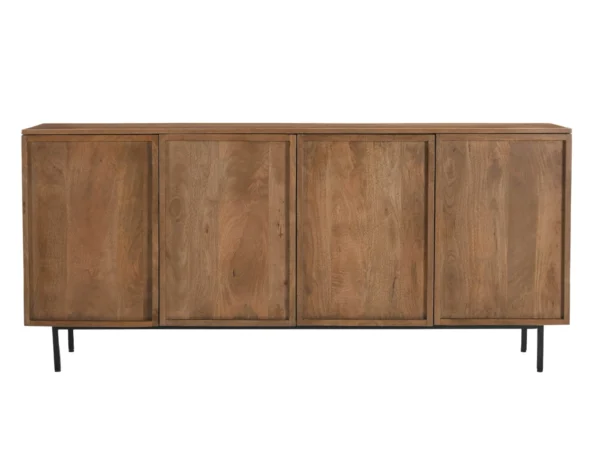 Sideboard with minimalist hinged doors. This sleek chest is typified by minimalist style and clean doors.