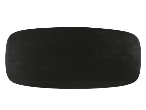 Black designer dining table in durable hardwood with metal leg. This table comes with a spider leg and Danish design oval top.