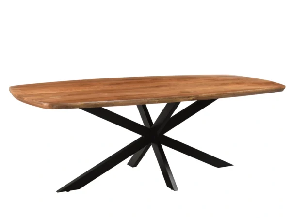 Deens design eettafel in duurzaam hardhout met metalen poot. Deze tafel is uitgevoerd met een spinpoot en Deens design ovaal blad.