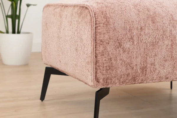 Sustainable, contemporary, and comfortable chenille pouf with round elements and cushions. Comfortable footstool with high Martindale score - TEAK2.