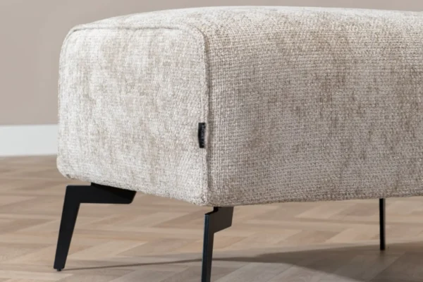 Sustainable, contemporary, and comfortable chenille pouf with round elements and cushions. Comfortable footstool with high Martindale score - TEAK2.