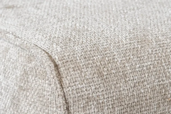 Sustainable, contemporary, and comfortable chenille pouf with round elements and cushions. Comfortable footstool with high Martindale score - TEAK2.