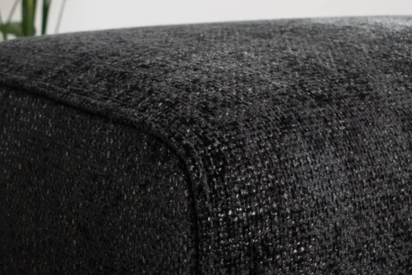 Sustainable, contemporary, and comfortable chenille pouf with round elements and cushions. Comfortable footstool with high Martindale score - TEAK2.