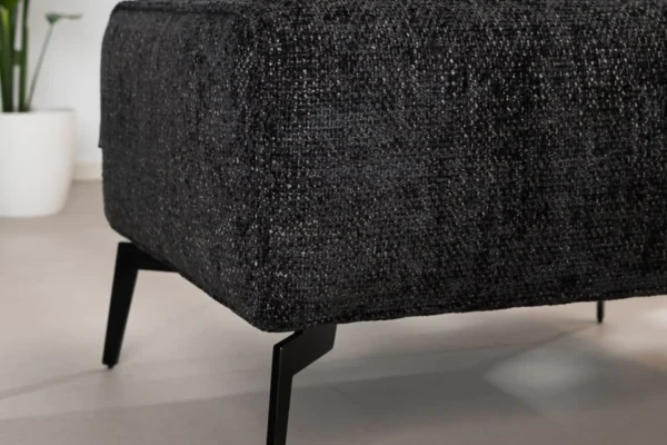 Sustainable, contemporary, and comfortable chenille pouf with round elements and cushions. Comfortable footstool with high Martindale score - TEAK2.