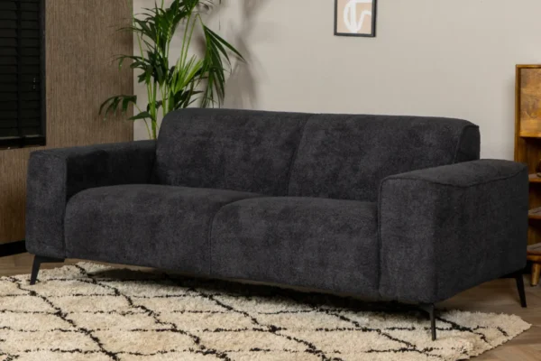 Sustainable, contemporary, and comfortable bouclé sofa with round elements and cushions. Bouclé sofa, high Martindale score - TEAK
