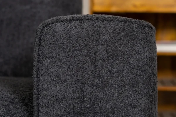 Sustainable, contemporary, and comfortable bouclé sofa with round elements and cushions. Bouclé sofa, high Martindale score - TEAK