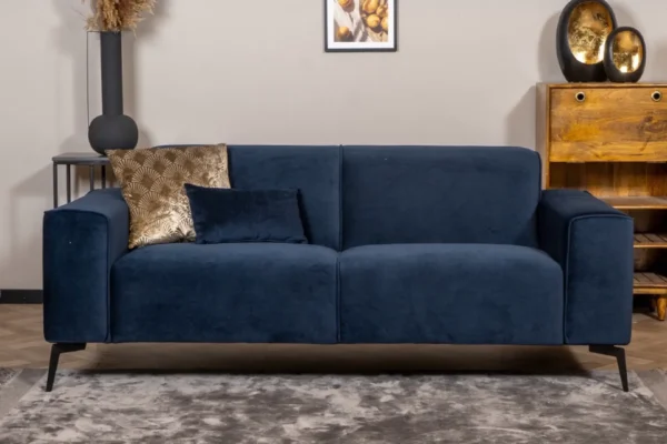 Sustainable, contemporary, and comfortable sofa in velvet with rounded elements and black metal base - TEAK2 furniture store.
