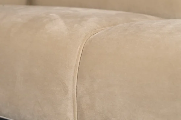 Sustainable, contemporary, and comfortable sofa in velvet with rounded elements and black metal base - TEAK2 furniture store.