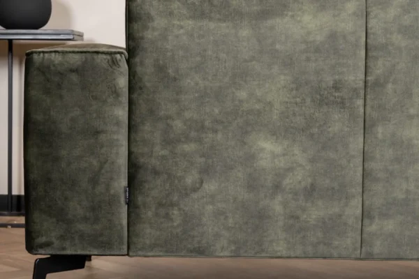 Sustainable, contemporary, and comfortable sofa in velvet with rounded elements and black metal base - TEAK2 furniture store.