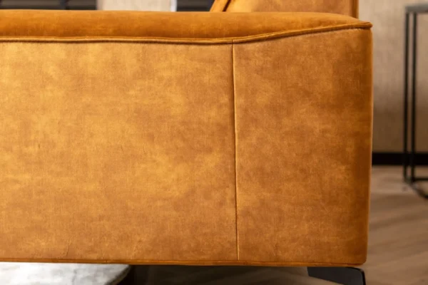 Sustainable, contemporary, and comfortable sofa in velvet with rounded elements and black metal base - TEAK2 furniture store.