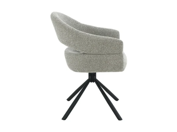 Moderne stoel met een stijlvolle uitstraling. Deze eetkamerstoel is uitgevoerd met een modern design en open design rugleuning.