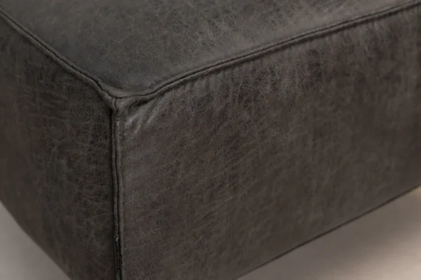 Sustainable, comfortable, and contemporary pouf in ECO leather with black metal base. Luxurious leather footstool, exclusive leather pouf - TEAK2.