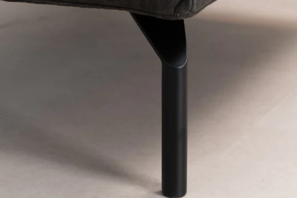 Sustainable, comfortable, and contemporary pouf in ECO leather with black metal base. Luxurious leather footstool, exclusive leather pouf - TEAK2.
