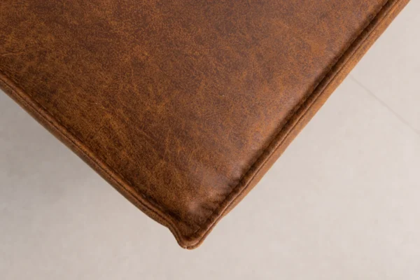Sustainable, comfortable, and contemporary pouf in ECO leather with black metal base. Luxurious leather footstool, exclusive leather pouf - TEAK2.