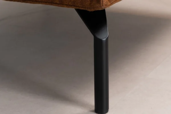 Sustainable, comfortable, and contemporary pouf in ECO leather with black metal base. Luxurious leather footstool, exclusive leather pouf - TEAK2.