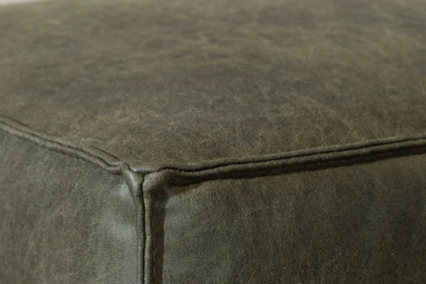 Sustainable, comfortable, and contemporary pouf in ECO leather with black metal base. Luxurious leather footstool, exclusive leather pouf - TEAK2.