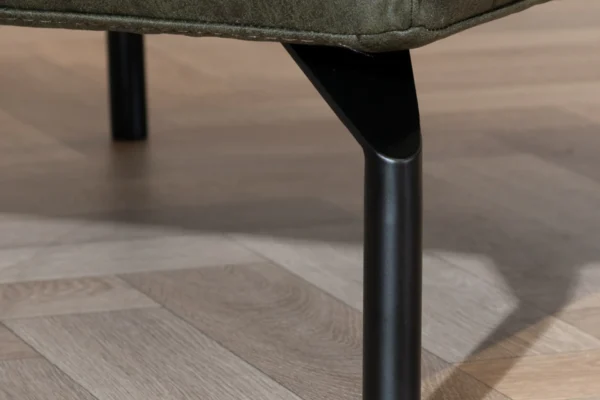 Sustainable, comfortable, and contemporary pouf in ECO leather with black metal base. Luxurious leather footstool, exclusive leather pouf - TEAK2.