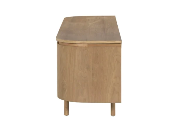 Trendy Tv-meubel met een verfijnde, eikenhouten uitstraling. Dit Tv-meubel typeert zich door het afgerond lijnenspel en eikenhouten look.