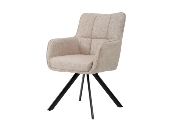 Luxuriöser Sessel mit elegantem Aussehen. Dieser Esszimmerstuhl ist mit Armlehne, luxuriösem Sitzkissen, Drehfuß und Sitzkomfort ausgestattet.