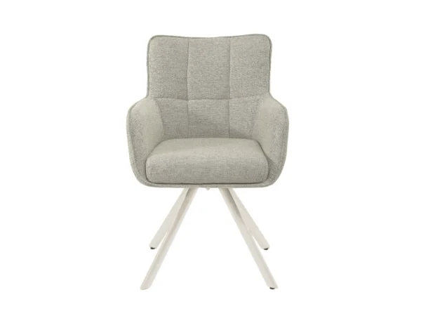 Luxuriöser Sessel mit elegantem Aussehen. Dieser Esszimmerstuhl ist mit Armlehne, luxuriösem Sitzkissen, Drehfuß und Sitzkomfort ausgestattet.
