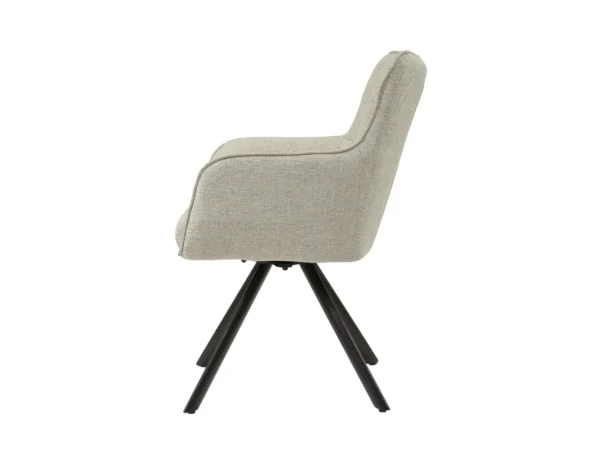 Luxuriöser Sessel mit elegantem Aussehen. Dieser Esszimmerstuhl ist mit Armlehne, luxuriösem Sitzkissen, Drehfuß und Sitzkomfort ausgestattet.