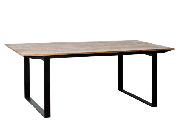 Industrial table with minimalist metal legs. This industrial table or dining table is typified by its minimalist style and sleek metal leg.