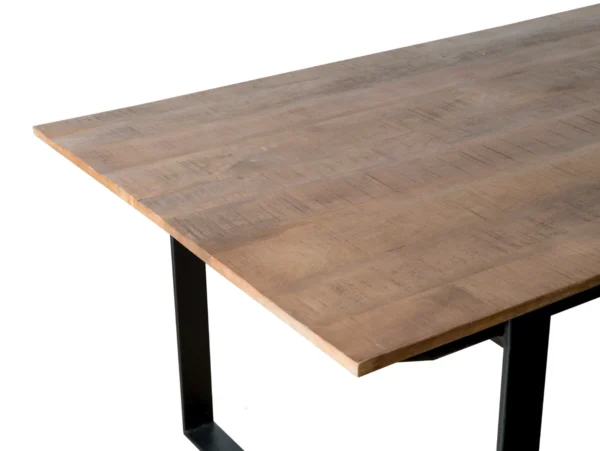 Industrial table with minimalist metal legs. This industrial table or dining table is typified by its minimalist style and sleek metal leg.